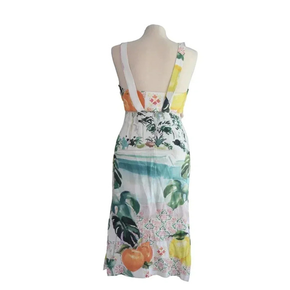 Finders Keepers |Citrus Watercoloor Linen Viscose Blend Dress Amalfi XS US 0-2 - Picture 11 of 13